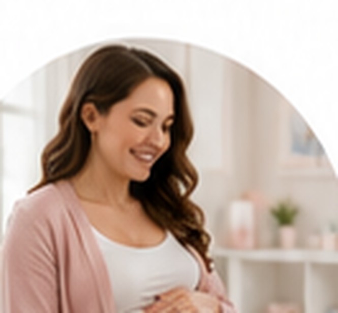 Expectant mother smiling