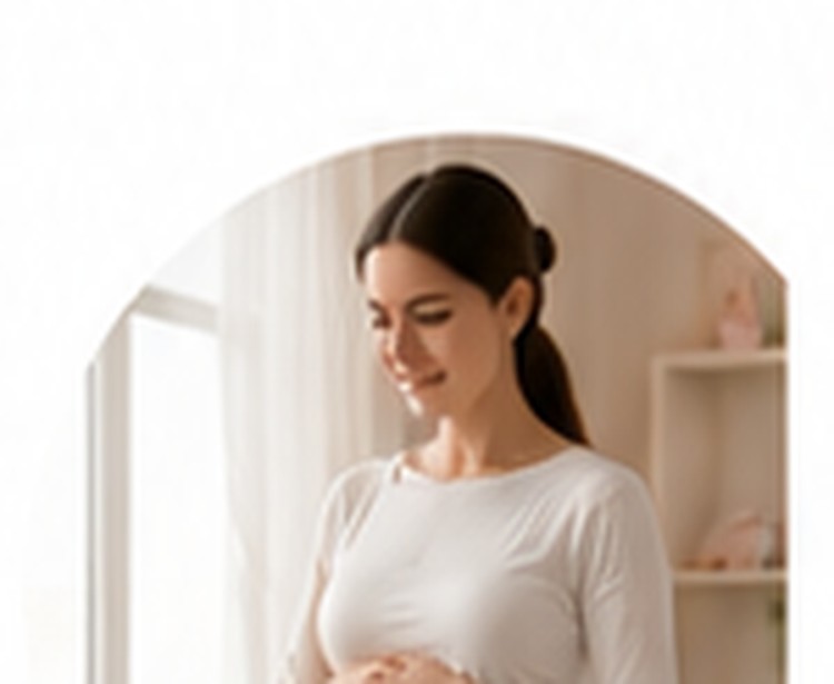 Expectant mother in a calm clinic environment